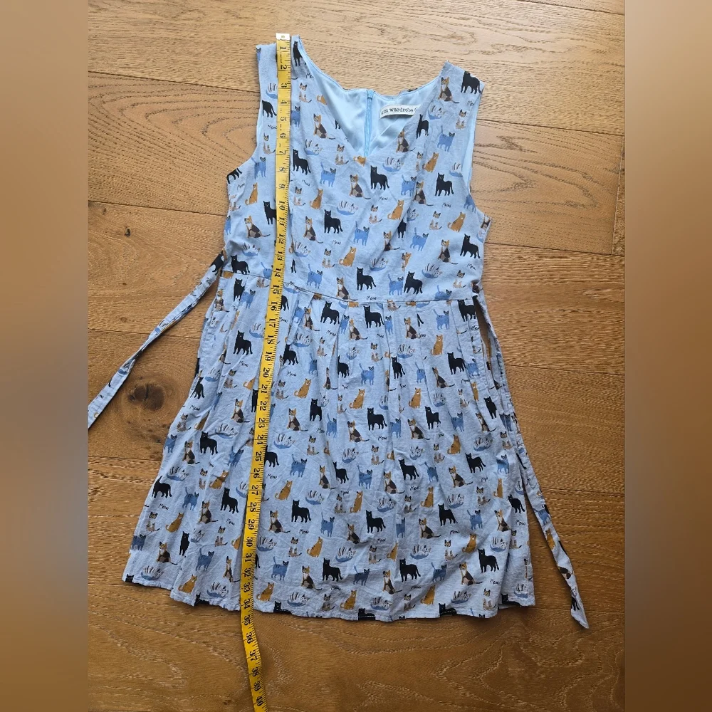 SM Wardrobe Della Cat Print Sleeveless Tie Back Dress Size XL - Picture 10 of 12